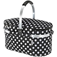 TOMSHOO 30L Cesta de Picnic Almacenamiento Aislante Térmica Plegable con Mango de Aluminio Al Aire Libre 46 x 25 x 24cm…